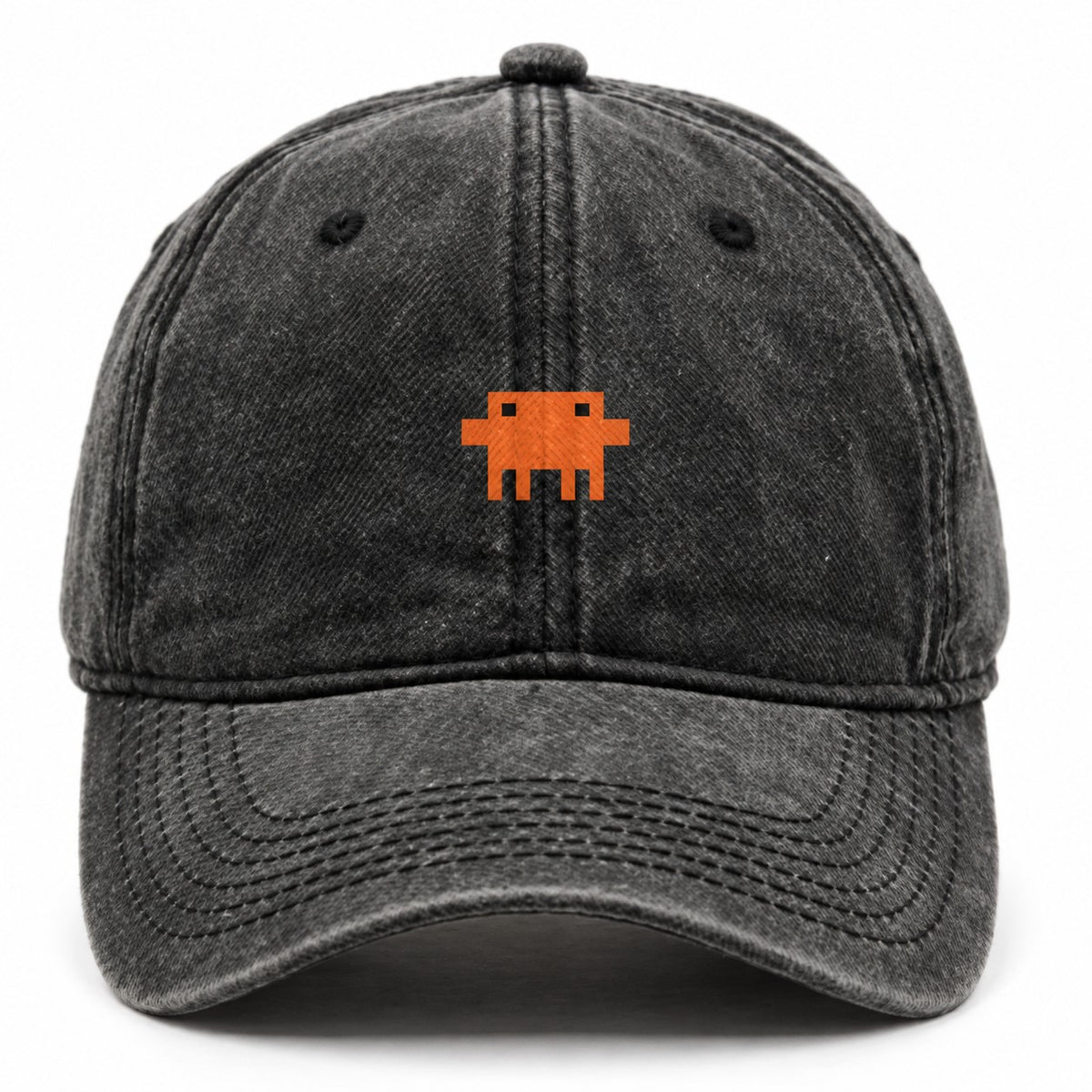 Boné Pixelguejo preto de frente, em fundo branco